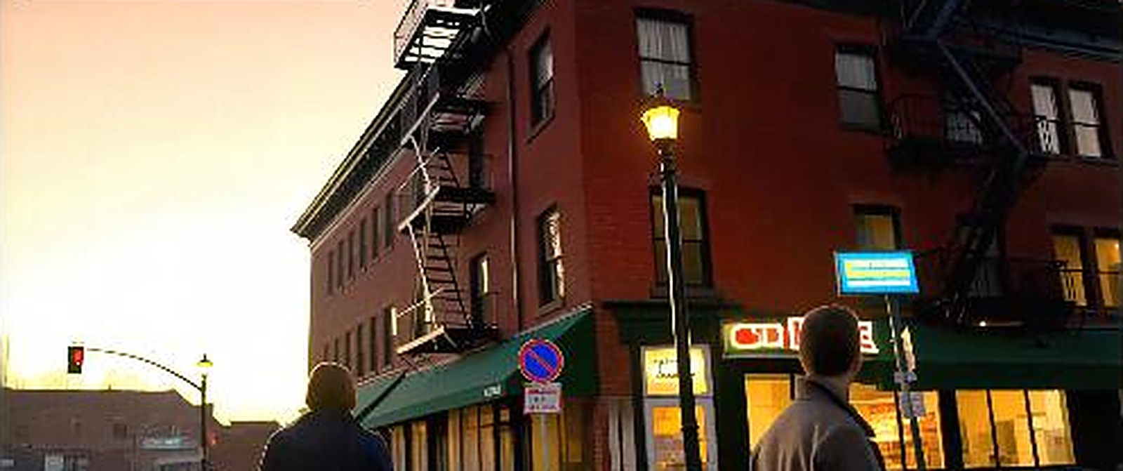 Orbis frame of The Corner at dusk